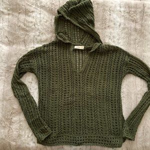 Hollister Crocheted Olive Hoodie